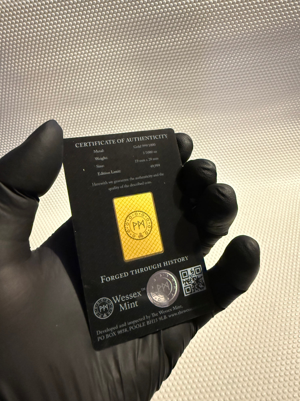 Wessex Mint The White Greyhound of Richmond 1/1000th oz 24k Fine Gold Bar