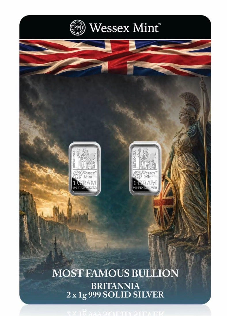 Wessex Mint Britannia 2 x 1g .999 Fine
Silver Bullion Set