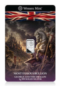 Wessex Mint 1g Silver .999 Fine Bullion Bar - George and the Dragon Design