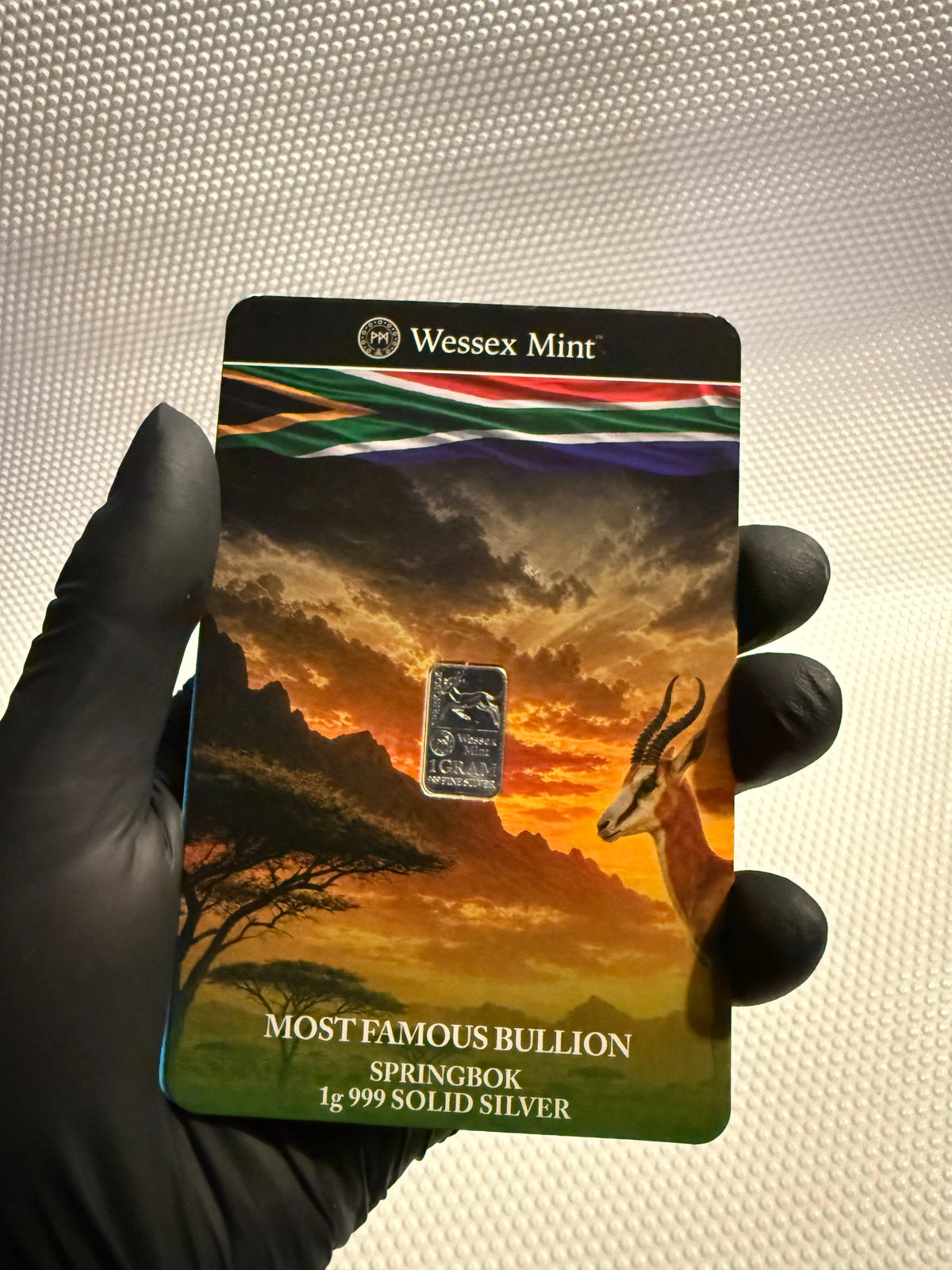 Wessex Mint 1g Silver .999 Fine Bullion Bar - Springbok Design