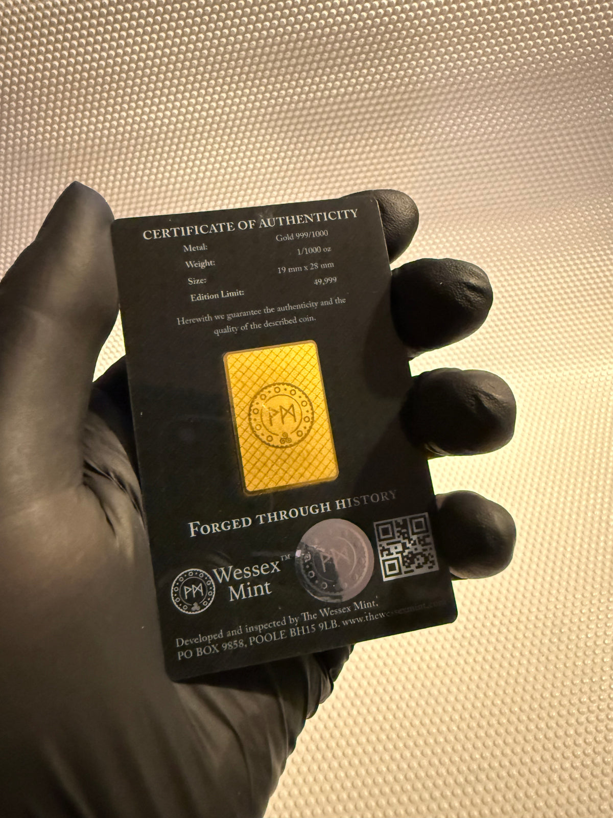 Wessex Mint The White Lion of Mortimer
1/1000th oz 24k Fine Gold Bar