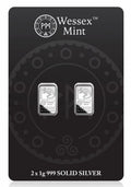 Wessex Mint Kangaroo 2 x 1g Silver .999 Fine Bullion Bars