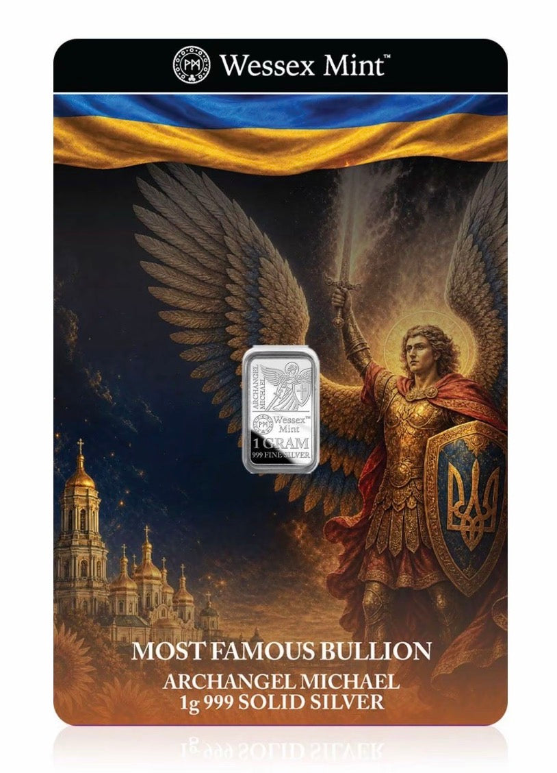 Wessex Mint 1g Silver .999 Fine Bullion Bar - Archangel Michael Design