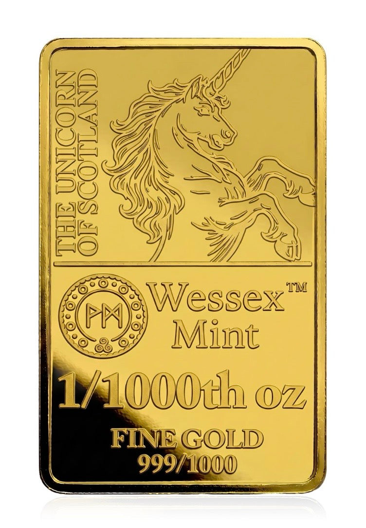 Wessex Mint The Unicorn of Scotland
1/1000th oz 24k Fine Gold Bar