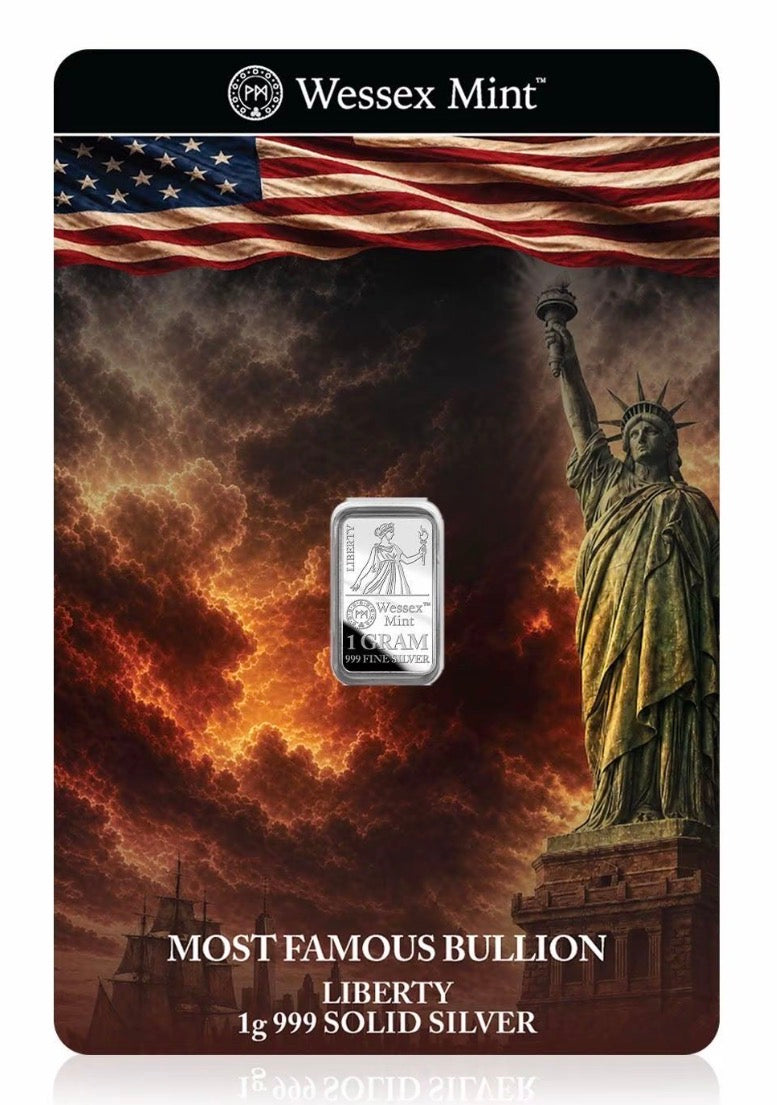 Wessex Mint Liberty 1g Silver .999 Fine Bullion Bar