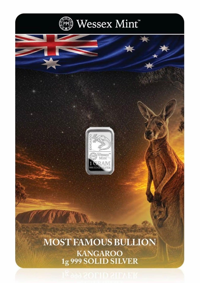 Wessex Mint Kangaroo 1g Silver .999 Fine Bullion Bar