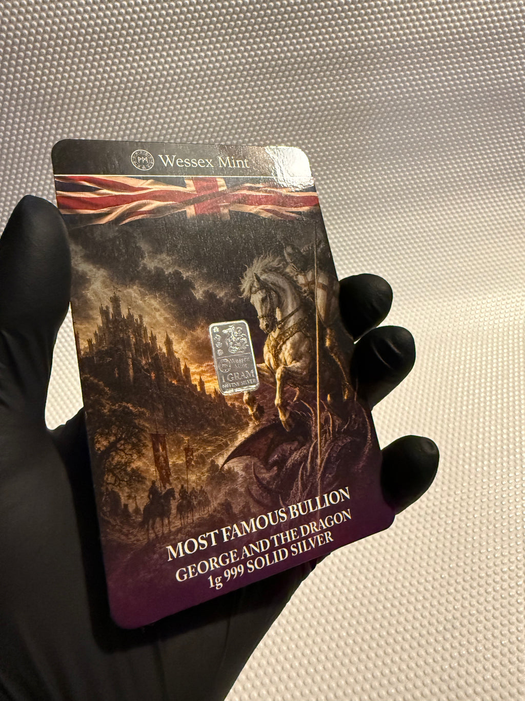 Wessex Mint 1g Silver .999 Fine Bullion Bar - George and the Dragon Design