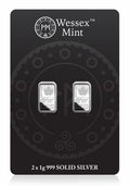 Wessex Mint maple leaf 2 x 1g Silver .999 Fine Bullion Bars